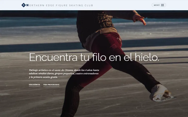 La página de inicio de la plantilla Northern Edge Figure Skating Club