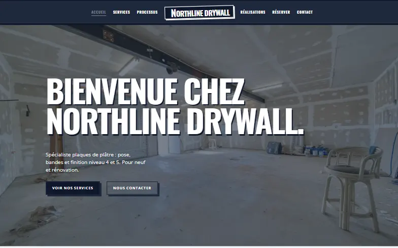 La page d’accueil du modèle Northline Drywall