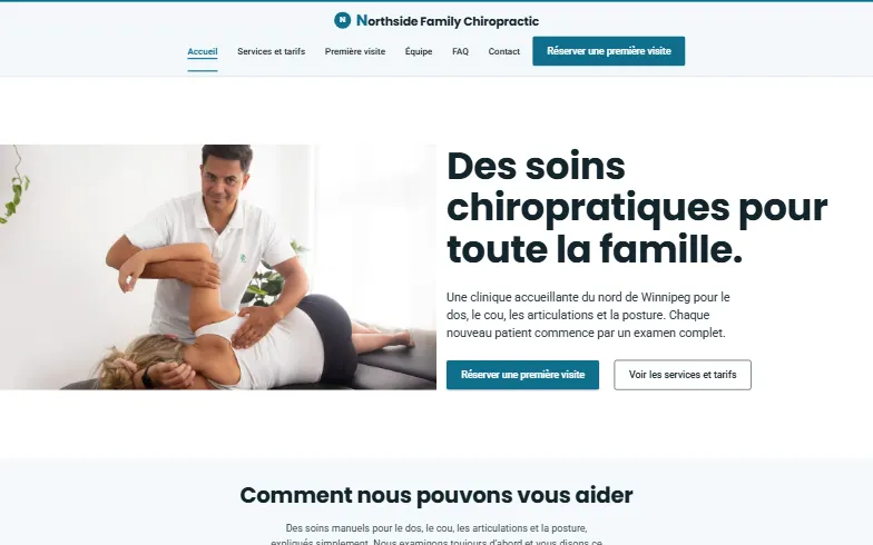 La page d’accueil du modèle Northside Family Chiropractic