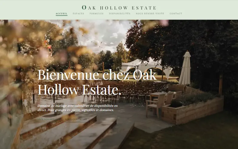La page d’accueil du modèle Oak Hollow Estate