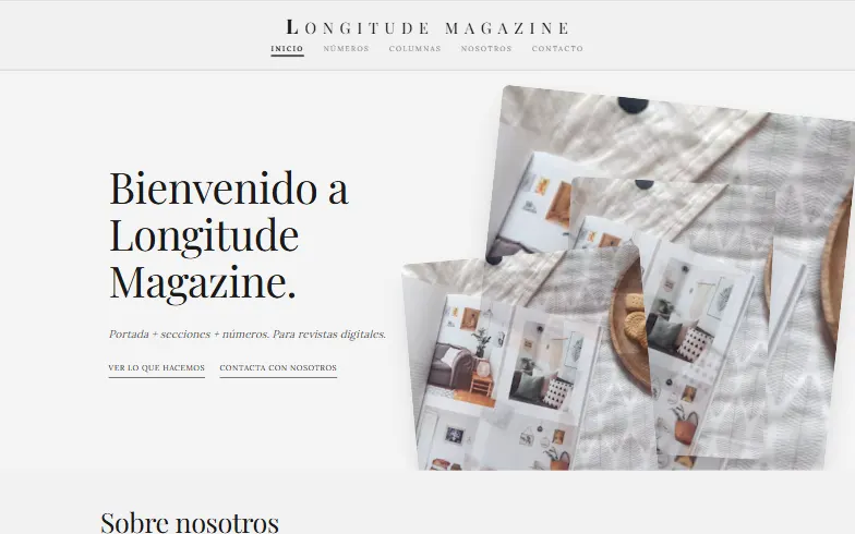 La página de inicio de la plantilla Revista Online