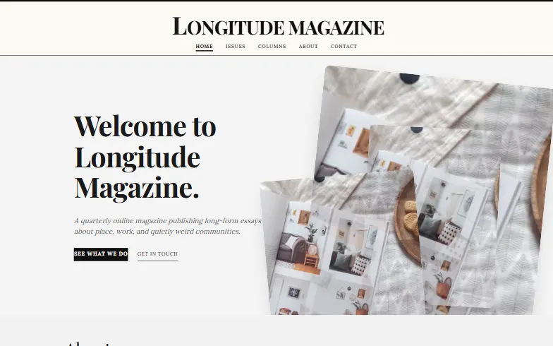 The home page of the Online Magazine template