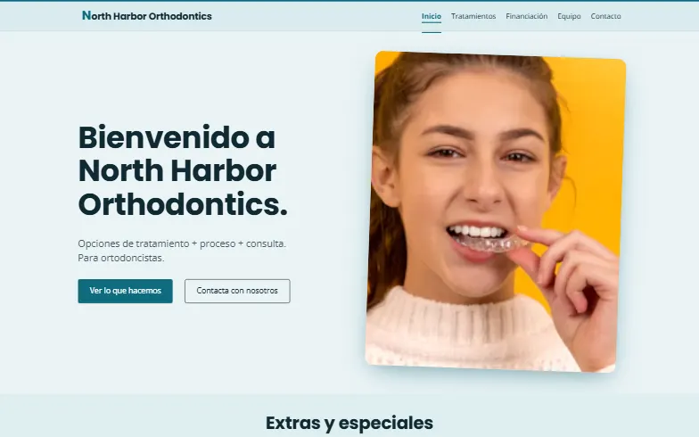 La página de inicio de la plantilla Ortodoncista