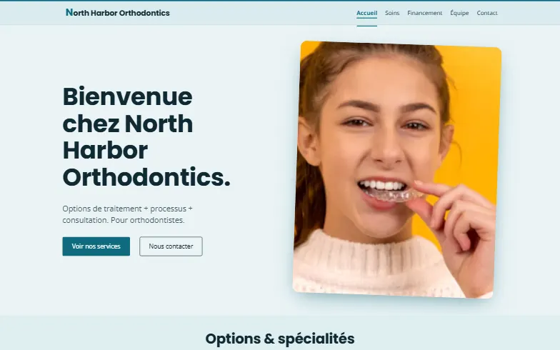 La page d’accueil du modèle Orthodontiste
