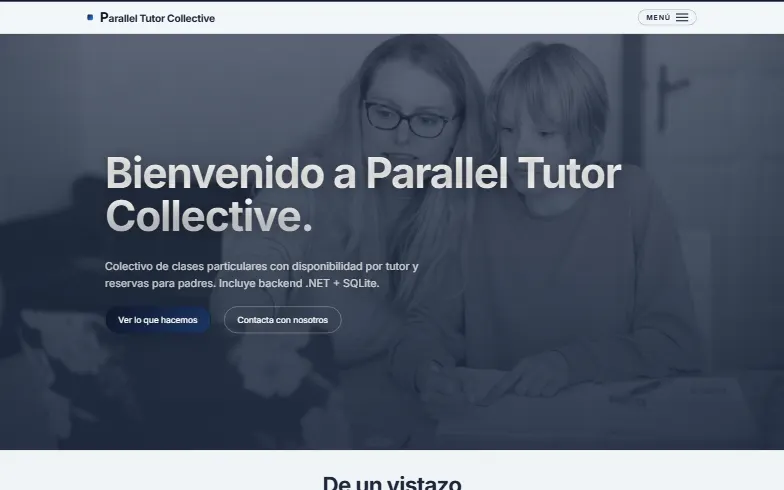 La página de inicio de la plantilla Colectivo de Tutores