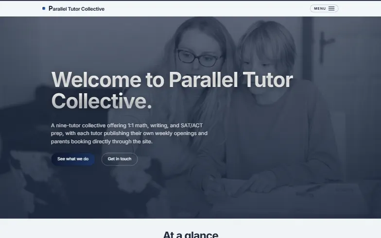 The home page of the Parallel Tutor Collective template