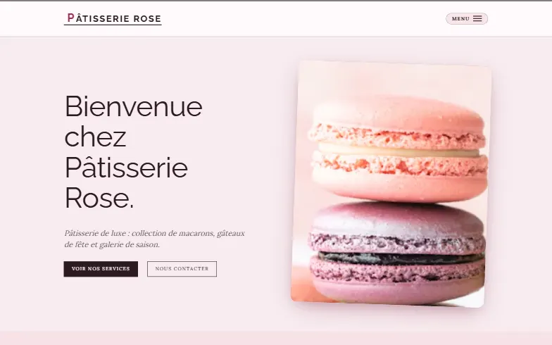 La page d’accueil du modèle Pâtisserie à Macarons