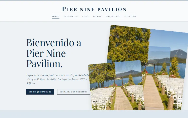 La página de inicio de la plantilla Pier Nine Pavilion