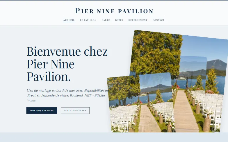 La page d’accueil du modèle Pier Nine Pavilion