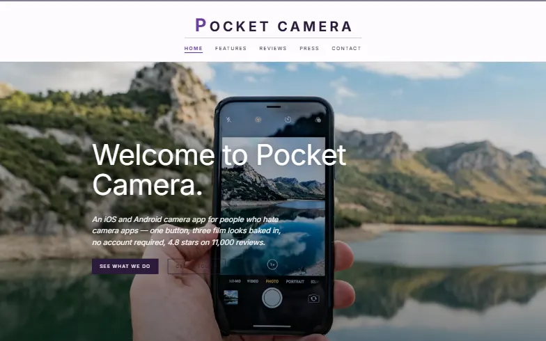 The home page of the Mobile App Product template
