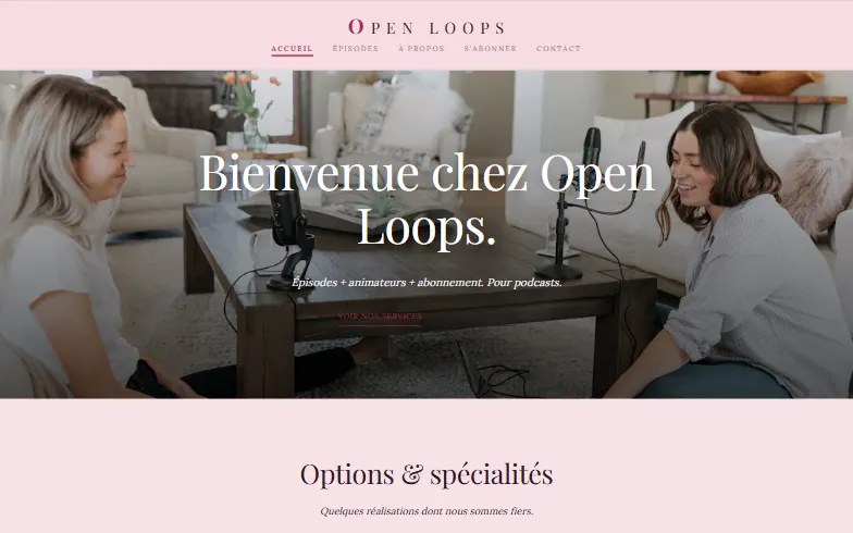 La page d’accueil du modèle Podcast