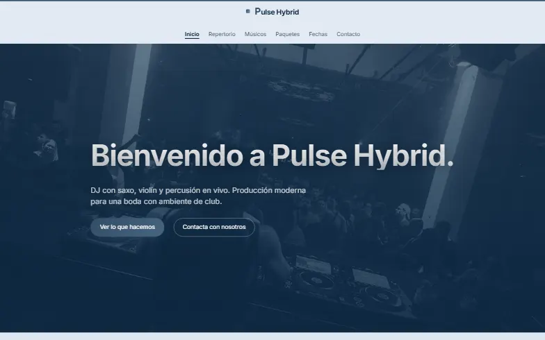 La página de inicio de la plantilla Pulse Hybrid