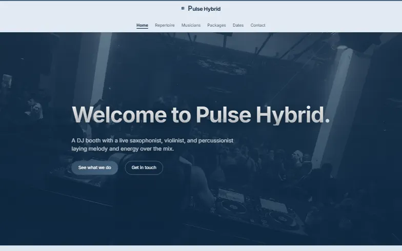 The home page of the Pulse Hybrid template