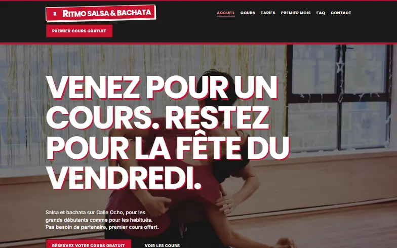 La page d’accueil du modèle Ritmo Salsa & Bachata