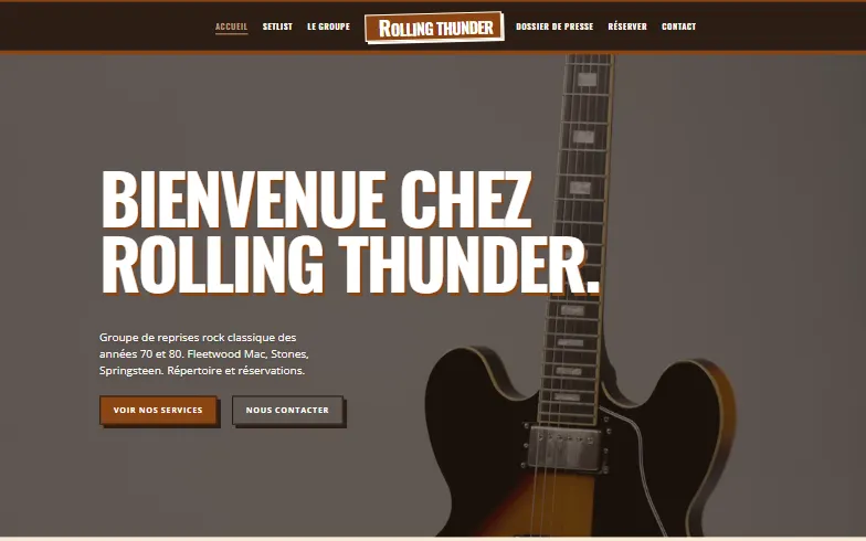 La page d’accueil du modèle Rolling Thunder