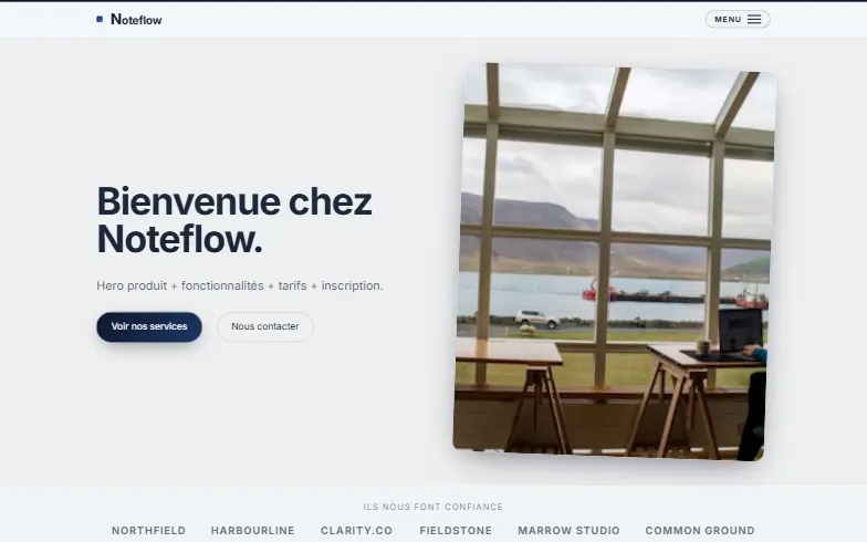 La page d’accueil du modèle Landing SaaS