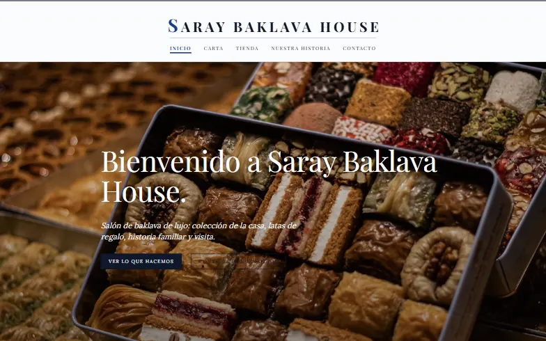La página de inicio de la plantilla Pastelería Saray