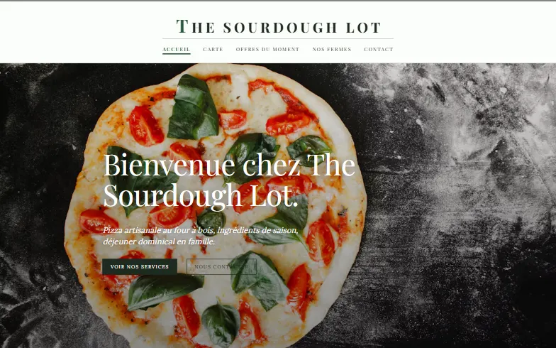 La page d’accueil du modèle Atelier Pizza au Levain