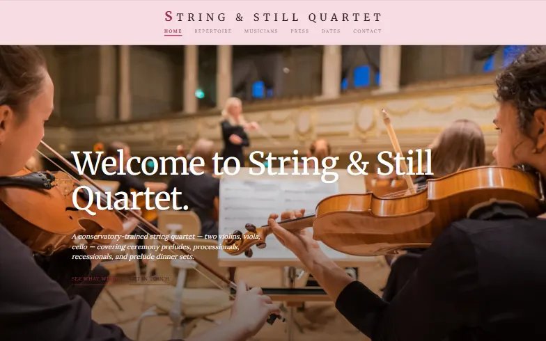 The home page of the String & Still template