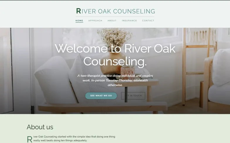 The home page of the Therapy Practice template