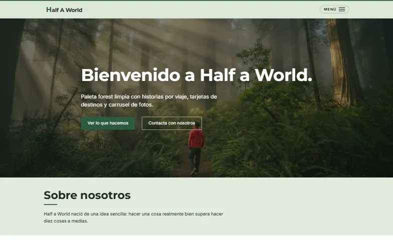 La página de inicio de la plantilla Diario de Viajes