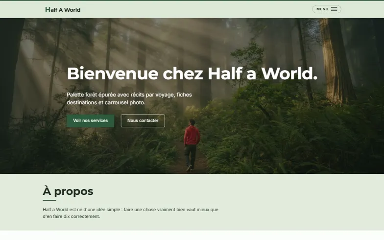 La page d’accueil du modèle Journal de Voyage