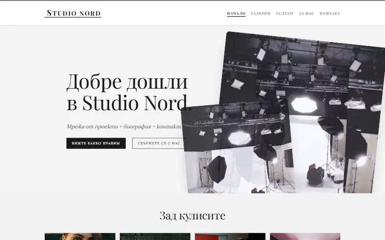 Началната страница на шаблона Визуално портфолио