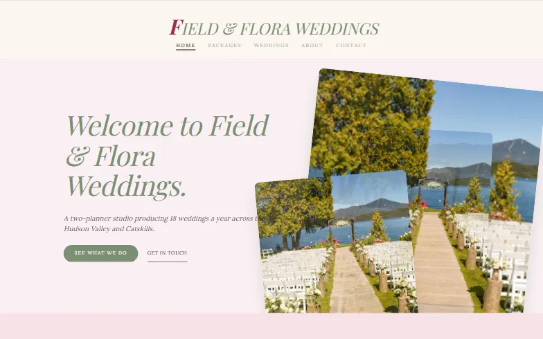 The home page of the Wedding Planner template