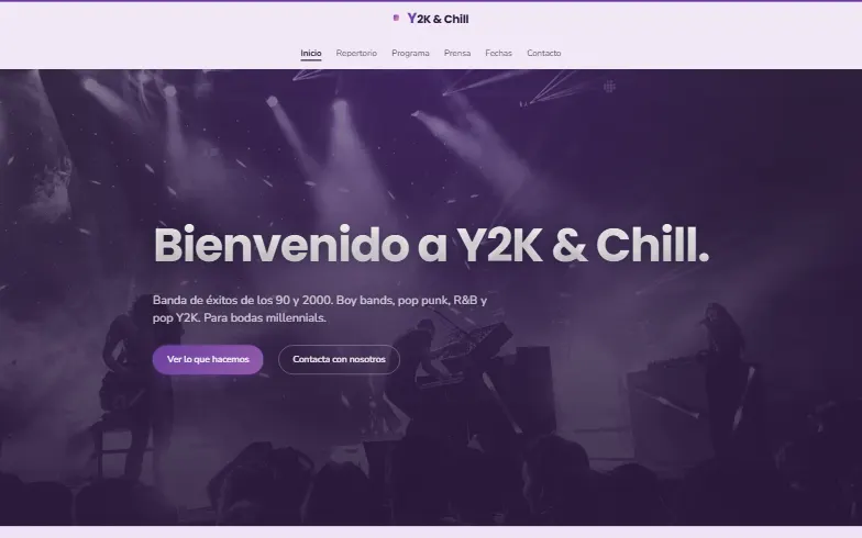 La página de inicio de la plantilla Y2K & Chill