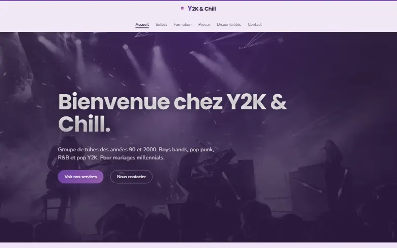 La page d’accueil du modèle Y2K & Chill