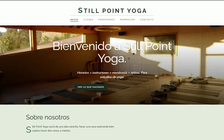 La página de inicio de la plantilla Santuario de Yoga