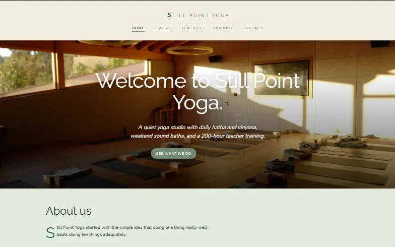 The home page of the Yoga Sanctuary template
